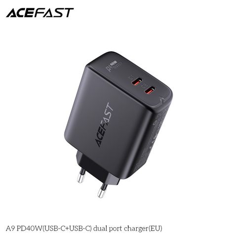  Củ Sạc ACEFAST PD3.0 40W 2 cổng USB-C (EU) - A9 Chất liệu PC chống cháy, chắc chắn và bền, nhiều mạch bảo vệ 