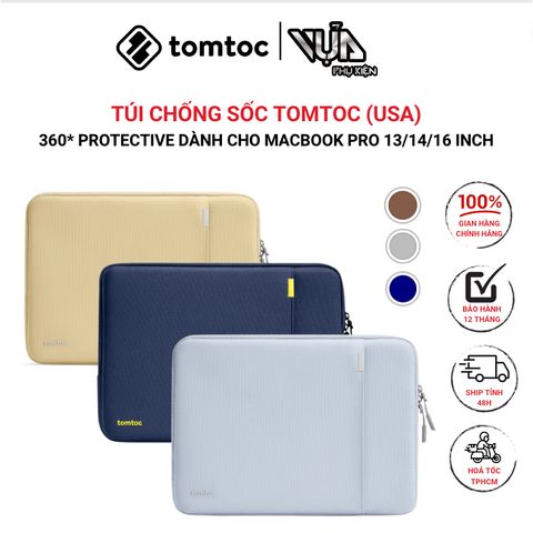  TÚI CHỐNG SỐC TOMTOC (USA) 360* PROTECTIVE Dành Cho MACBOOK PRO 13/14/16” Inch 