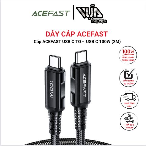  Dây Cáp ACEFAST Type C to Type C 100W (2m) - C4-03 Tốc độ sạc nhanh lên đến 100W Tương thích nhiều thiết bị 