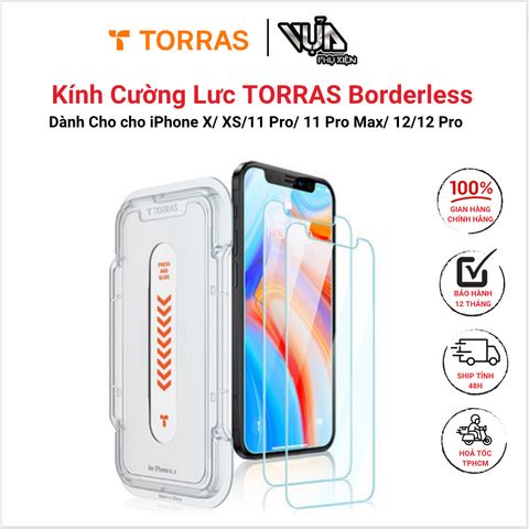  Kính cường lực TORRAS Borderless cho iPhone iPhone X/ XS / 11 Pro/12/ 12 Pro Thiết kế không viền 