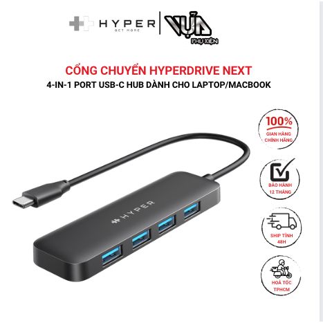  Cổng Chuyển Hyperdrive Next 4-In-1 Port Usb-C Hub Dành Cho Laptop/Macbook 