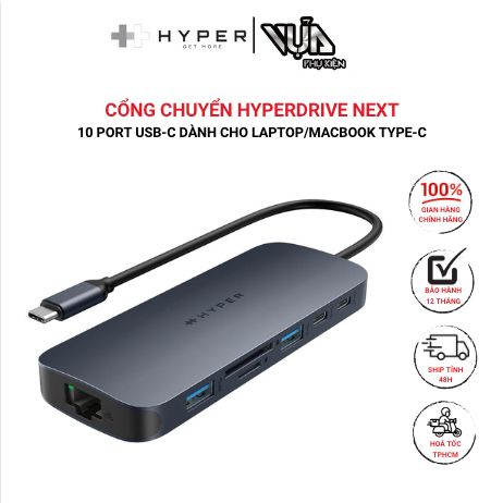  Cổng Chuyển Hyperdrive Next 10 Port Usb-C Dành Cho Laptop/Macbook Type-C 