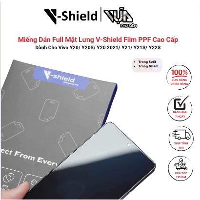  Miếng Dán Full Mặt Lưng V-Shield Film PPF Cao Cấp Dành Cho Vivo Y20/ Y20S/ Y20 2021/ Y21/ Y21S/ Y22S 