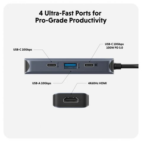  Cổng Chuyển Hyperdrive Next 4 Port Usb-C Hub Dành Cho Laptop/Macbook Type-C 