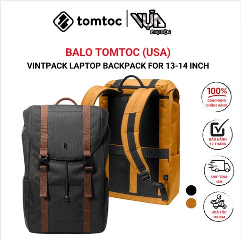  BALO TOMTOC (USA) VINTPACK LAPTOP BACKPACK FOR 13-14 INCH MACBOOK LAPTOP, LARGE CAPACITY 17L TA1S1 