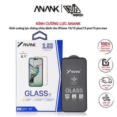  Kính cường lực ANANK chống chóa dành cho iPhone 15 series hiển thị tốt 