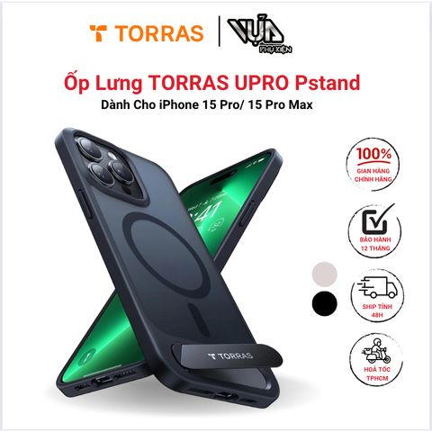  Ốp lưng TORRAS UPRO Pstand cho iPhone 15 Pro / 15 Pro Max chống sốc, chống trầy xước, tương thích Mags 