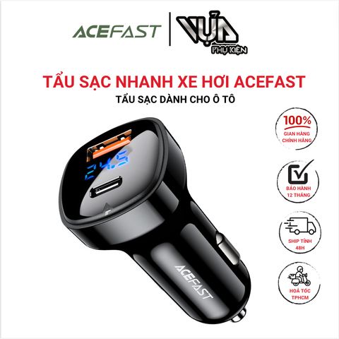  TẨU SẠC NHANH XE HƠI ACEFAST B4 66W hân chính được làm bằng PC chống cháy Mức độ an toàn cao 