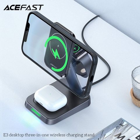  Giá đỡ đế sạc nhanh không dây ACEFAST 3 in 1 - E3 Điều chỉnh sạc dọc hoặc ngang Có thể sạc cùng lúc 3 thiết b 