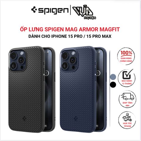  ỐP LƯNG SPIGEN DÀNH CHO IPHONE 15 PRO/ 15 PRO MAX M.A.G ARMOR M.A.G.F.I.T chất liệu TPU và PC cứng cáp 