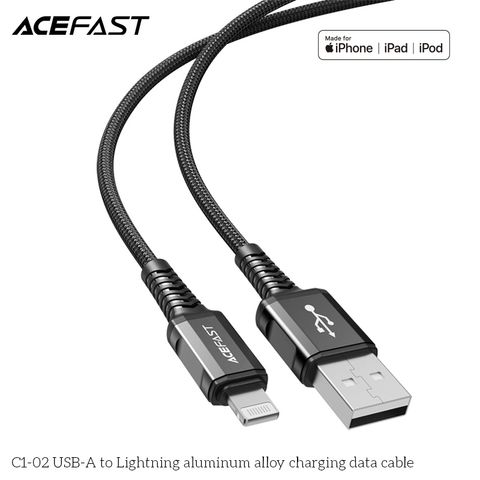  Dây Cáp ACEFAST Lightning (1.2m) - C1-02 Cáp hỗ trợ sạc nhanh (lên đến 2.4A) đồng thời chống quá nhiệt 