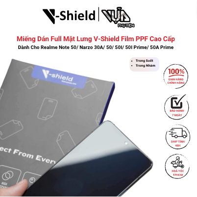  Miếng Dán Full Mặt Lưng V-Shield Film PPF Cao Cấp Dành Cho Realme Note 50/ Narzo 30A/ 50/ 50I/ 50I Prime/ 50A Prime 