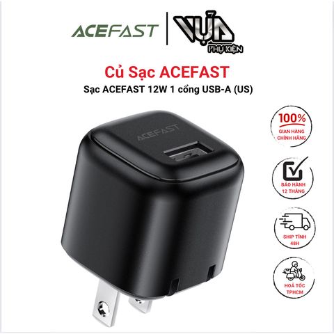  Củ Sạc ACEFAST 12W 1 cổng USB-A (US) -DA1 Sạc nhỏ gọn tiện lợi Vật liệu chống cháy nổ Tương thích nhiều thiết 