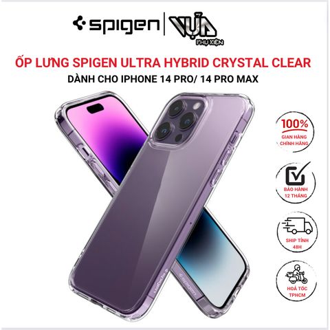  ỐP LƯNG DÀNH CHO IPHONE 14 PRO/ 14 PRO MAX SPIGEN ULTRA HYBRID CRYSTAL CLEAR 