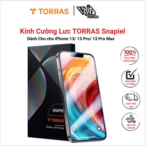  Kính cường lực TORRAS Snapiel cho iPhone 13/13 Pro/ 13 Pro Max bảo vệ chống trầy xước, chống sốc 