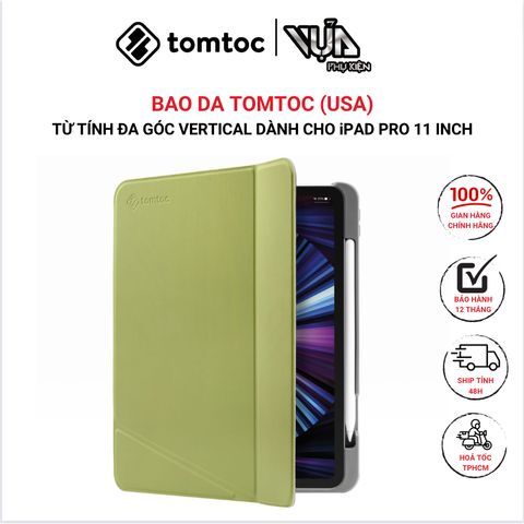  BAO DA TOMTOC (USA) TỪ TÍNH ĐA GÓC VERTICAL HỖ TRỢ SẠC KHÔNG DÂY APPLE PENCIL Dành Cho IPAD PRO 11-INCH 