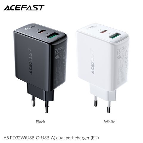  Củ Sạc ACEFAST PD3.0 32W 2 cổng USB-C+USB-A (EU) - A5 