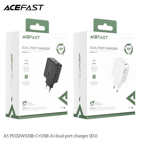  Củ Sạc ACEFAST PD3.0 32W 2 cổng USB-C+USB-A (EU) - A5 