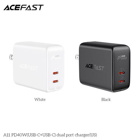  Củ Sạc ACEFAST PD3.0 40W 2 cổng USB-C (US) - A11 