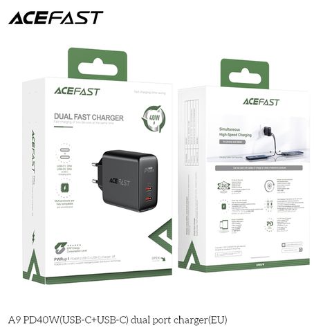  Củ Sạc ACEFAST PD3.0 40W 2 cổng USB-C (EU) - A9 