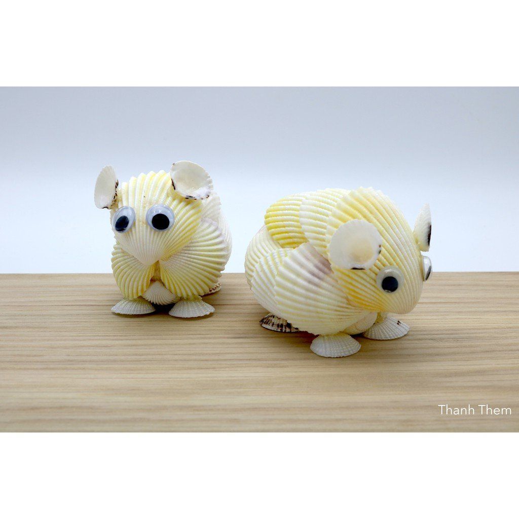 Đôi Chuột Hamster, Hàng Thủ Công, Làm Từ Vỏ ốc Sò Dương, Dùng Để Trang Trí