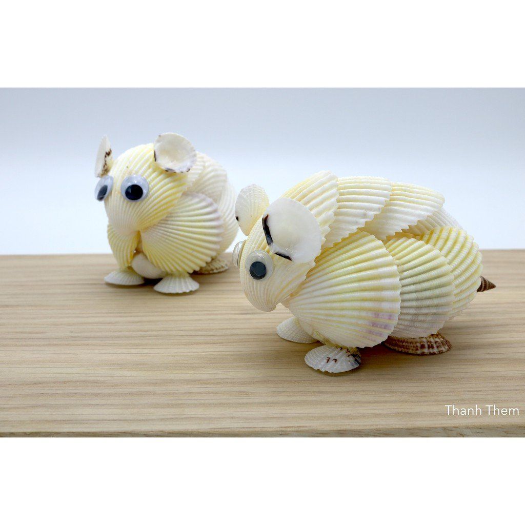 Đôi Chuột Hamster, Hàng Thủ Công, Làm Từ Vỏ ốc Sò Dương, Dùng Để Trang Trí