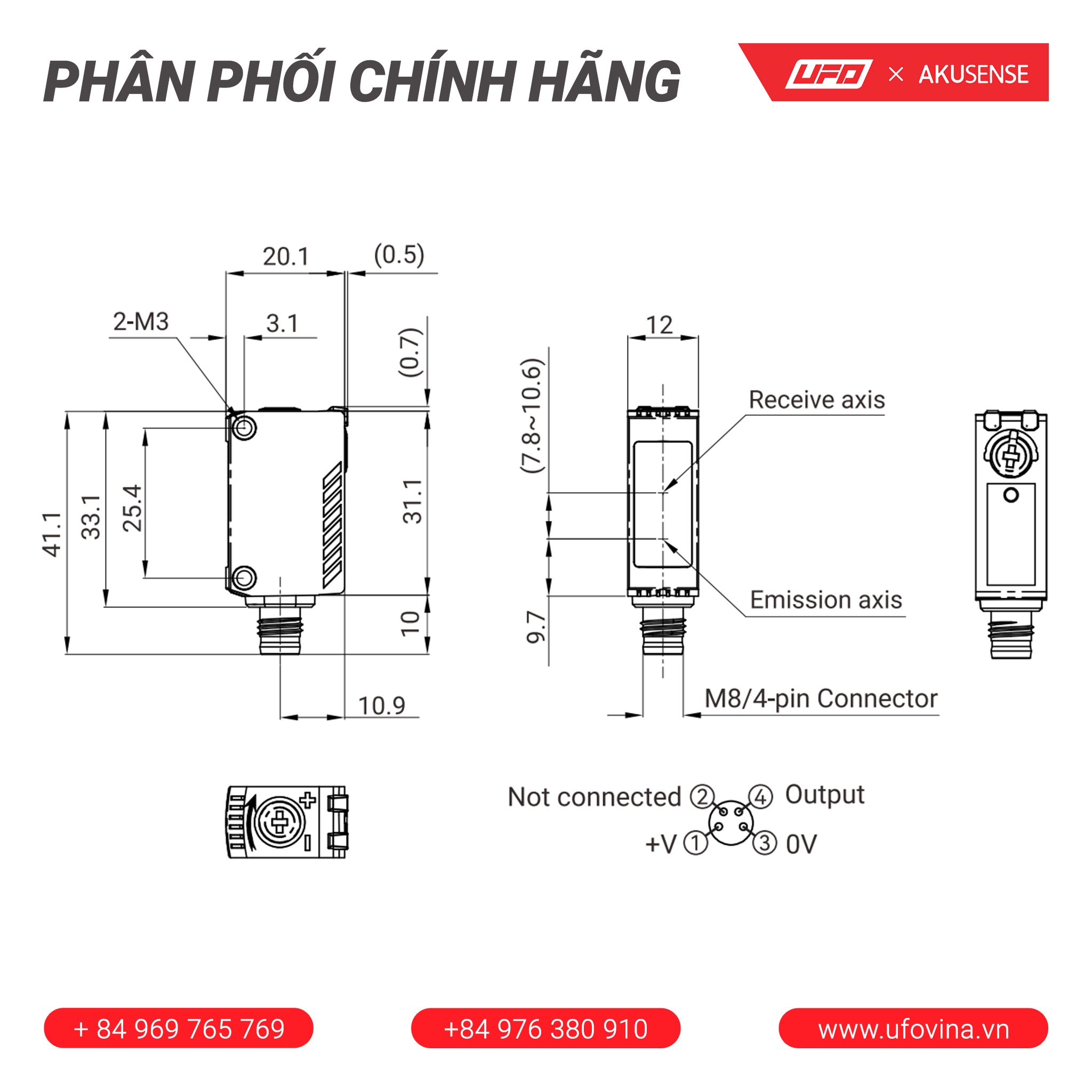 Akusense Photoelectric Sensors BGS Type (ESB Series) UF4-ESB-BS30N-S