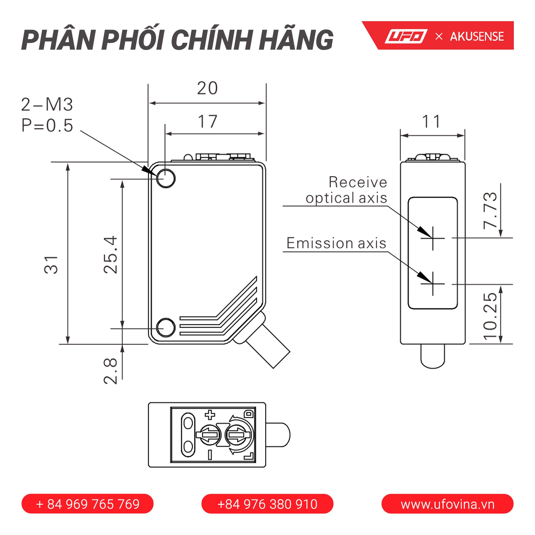 Akusense Square Sensor ELE-D40N