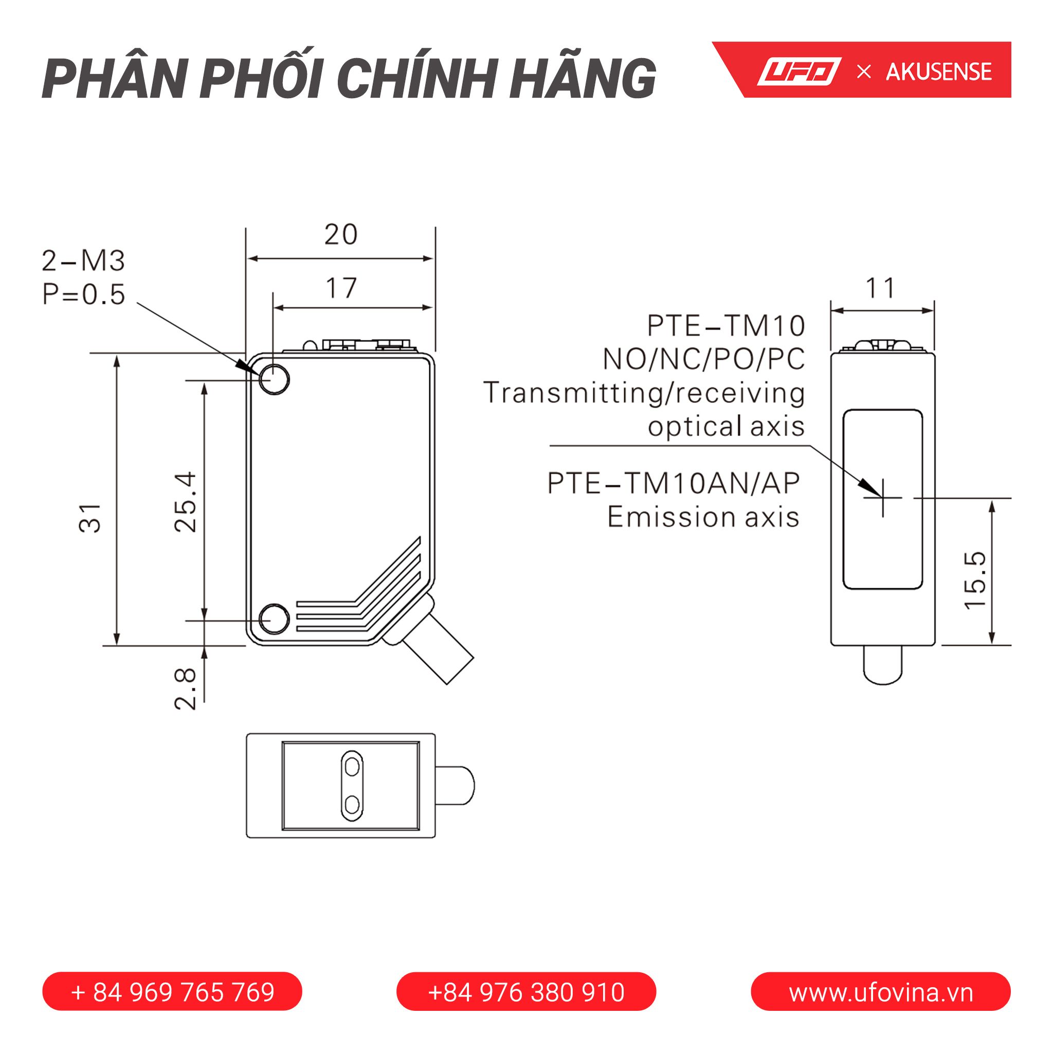 Akusense Square Sensor PTE-TM10AN