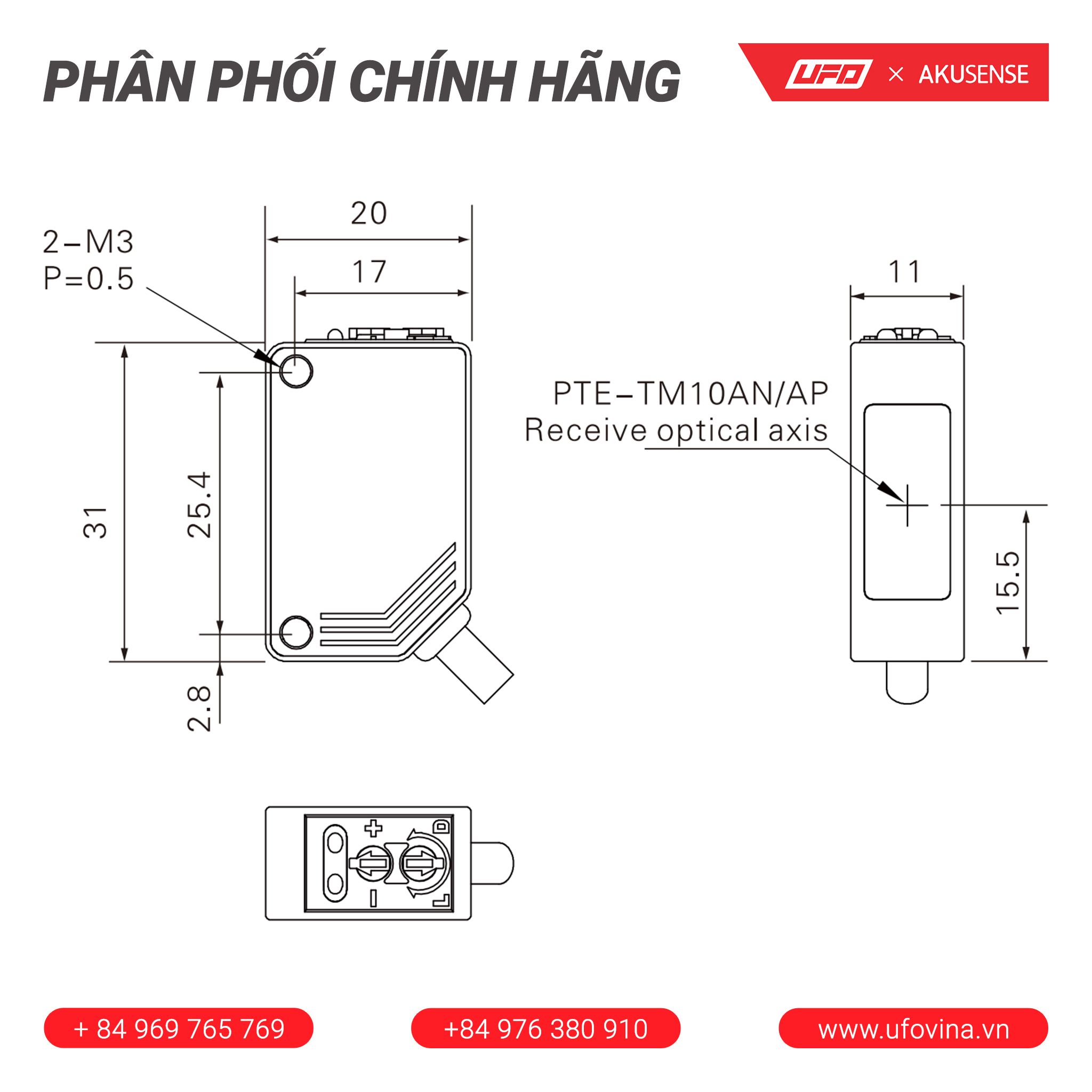Akusense Square Sensor PTE-TM10AN