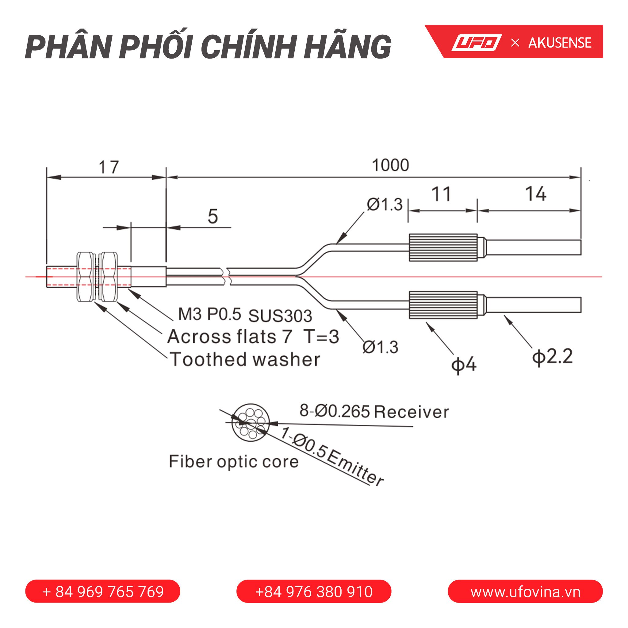 Akusense Universal type fiber optic element PD-L35GA