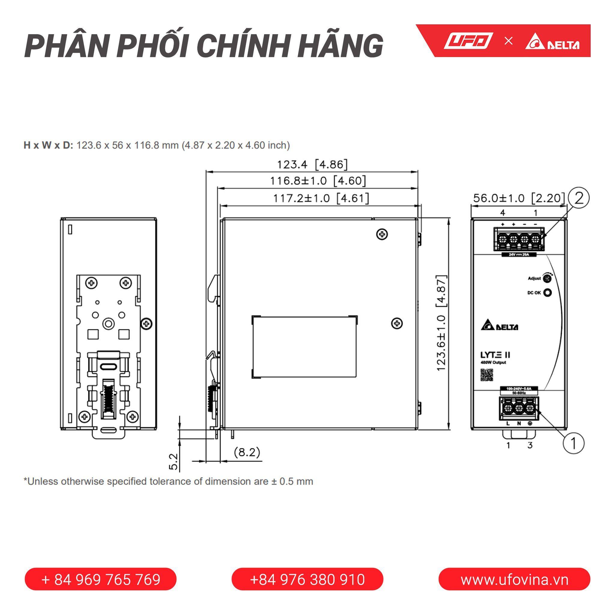 Bộ Nguồn Delta DRL-24V480W1EN 20A