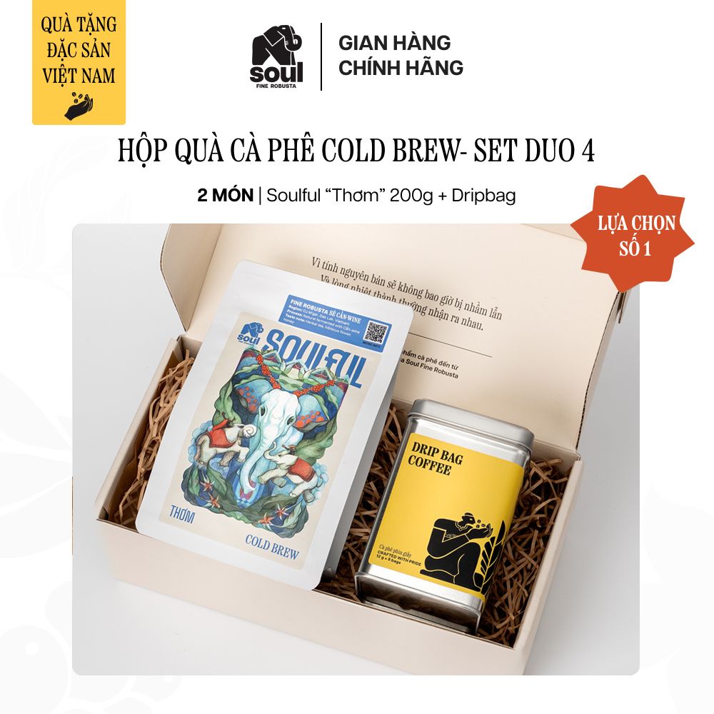 COMBO PHA PHIN 2 MÓN: HỘP QUÀ CÀ PHÊ COLD BREW SOULFUL VÀ DRIP BAG | DUO 4