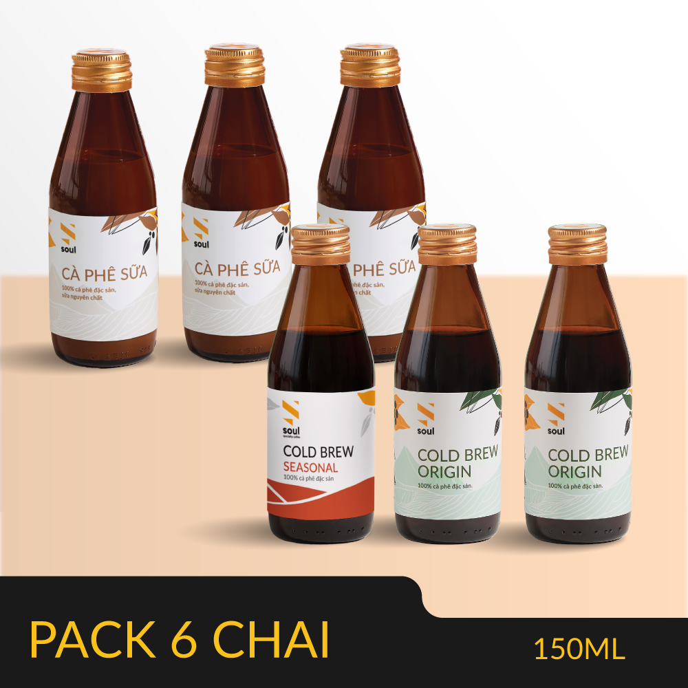  PACK 6 CHAI CAFE SỮA + COLD BREW 150 ML BẤT KỲ 