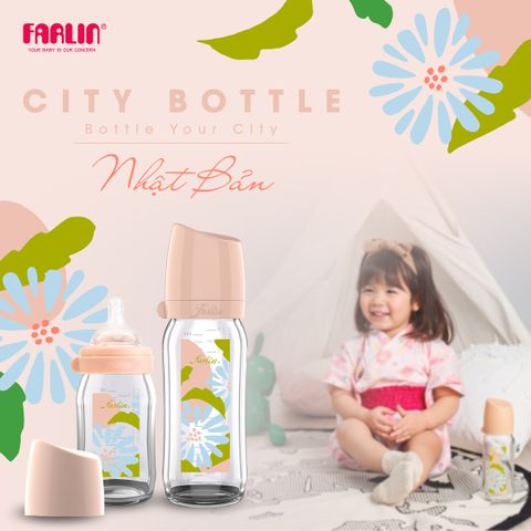  Bình Sữa Thủy Tinh Cổ Rộng City Bottle hiệu FARLIN - Nhật Bản - 240ML 