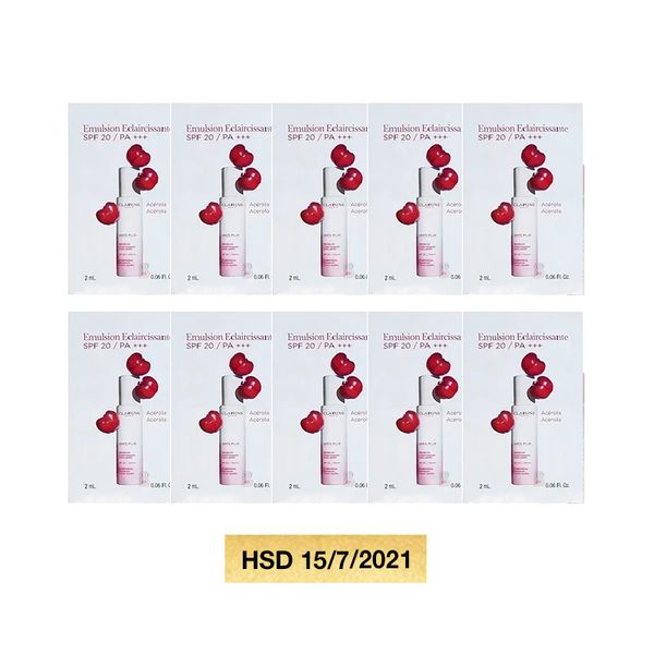 Combo 10 Sữa Dưỡng Trắng Da Clarins White Plus Brightening Hydrating Emulsion Spf20+++ 2mlx10