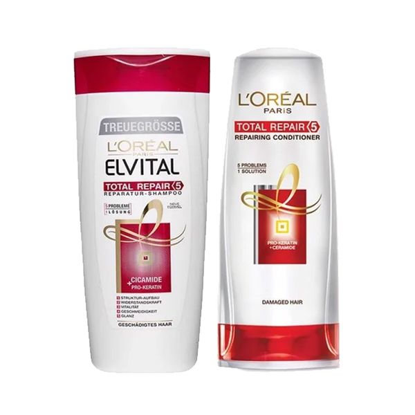Combo Dầu Gội Phục Hồi Tóc Loreal Paris Elseve Total Repair 5 Repairing Shampoo 170Ml Và Dầu Xả Loreal Paris Total Repair 5 Phục Hồi Tóc 170ml