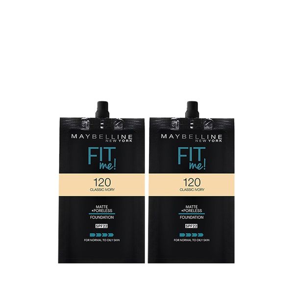 Combo 2 Kem Nền Mịn Lì Maybelline Fit Me Matte Poreless Foundation Màu 120 Classic Ivory 5mlx2