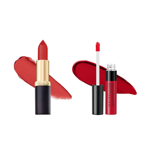 Combo Son Kem Lì Nhẹ Môi Maybelline Sensational Liquid Matte Lipstick - 03 Flush It Red 7ml và Son Lì Mịn Môi L'Oreal Color Riche Matte 215 Flaming Kiss 3.7g