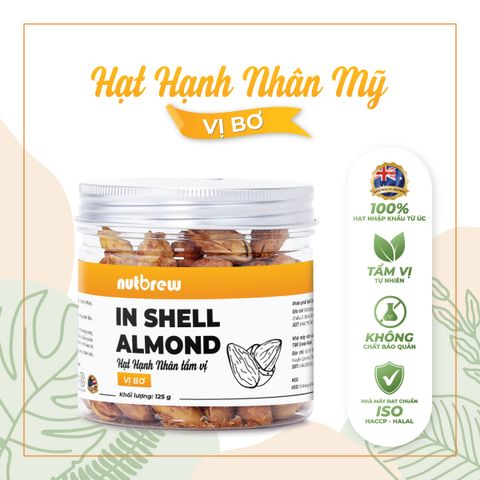  Hạt Hạnh Nhân Mỹ tẩm vị bơ premium Nut Brew hũ 125g 