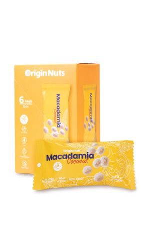  Nhân mắc ca Originnuts vị dừa 28gr (Hộp 6 túi) 