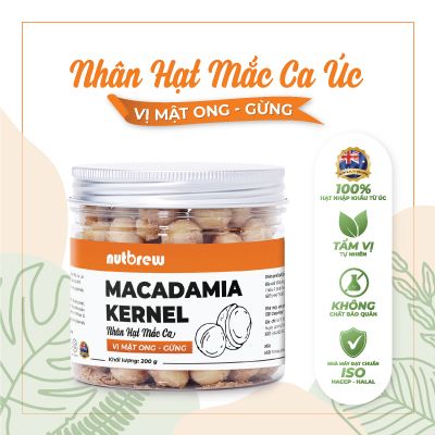  Nhân Hạt Mắc Ca Úc vị mật ong - gừng Nut Brew hũ 200g 