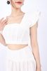 BAK32791 - Áo kiểu dạo phố vải linen dáng croptop cổ vuông tay cánh tiên thân sau phối chun khóa cạnh sườn - PANTIO