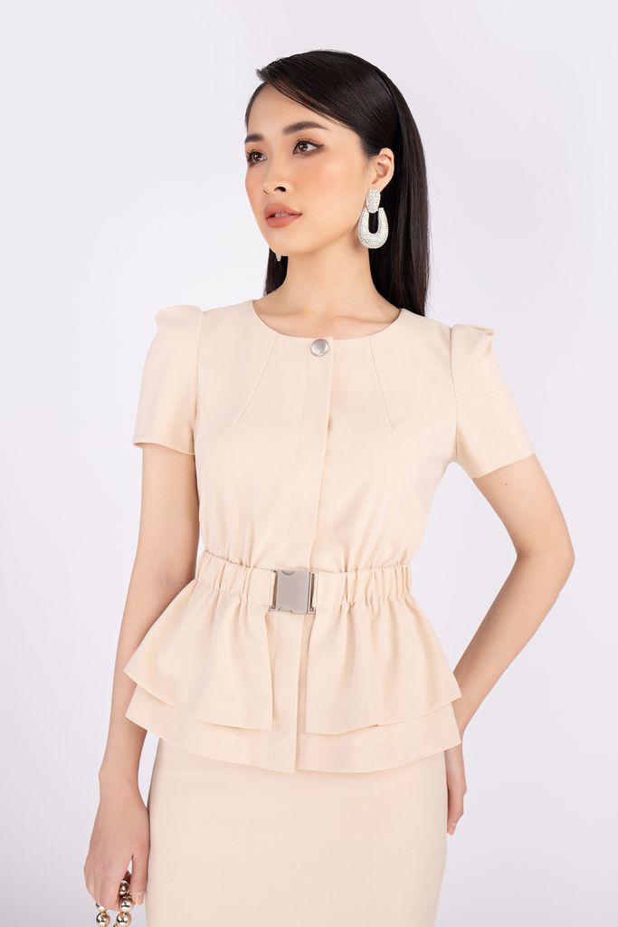 Áo peplum chất liệu tuýt-si tay bồng BAK72539 - PANTIO