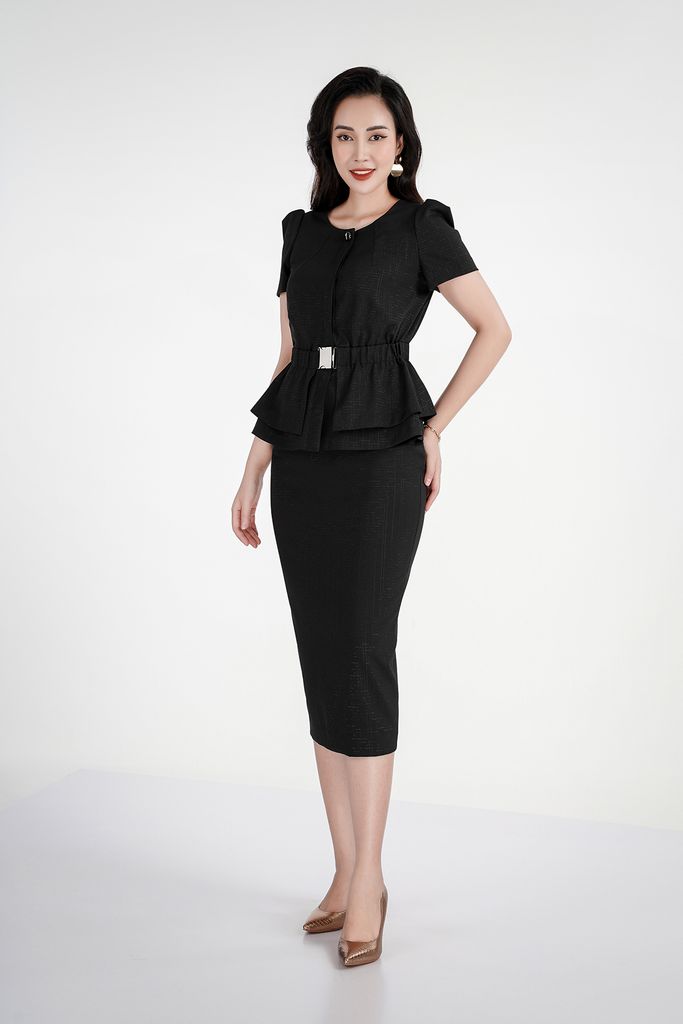 Áo peplum chất liệu tuýt-si tay bồng BAK72539 - PANTIO