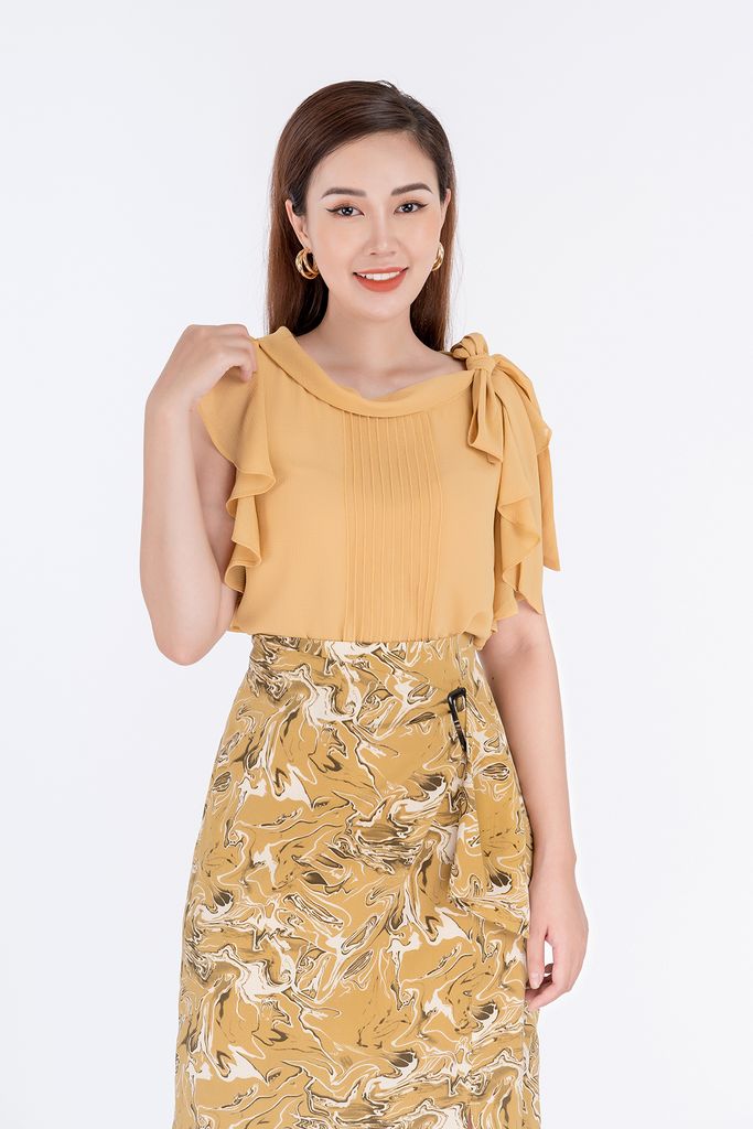 Áo sơ mi kiểu chất liệu chiffon ngắn tay BAS32465 - PANTIO