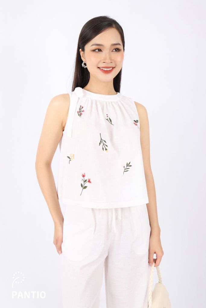 BQL32775 - Quần dạo phố vải linen dáng suông ống rộng cạp chun - PANTIO