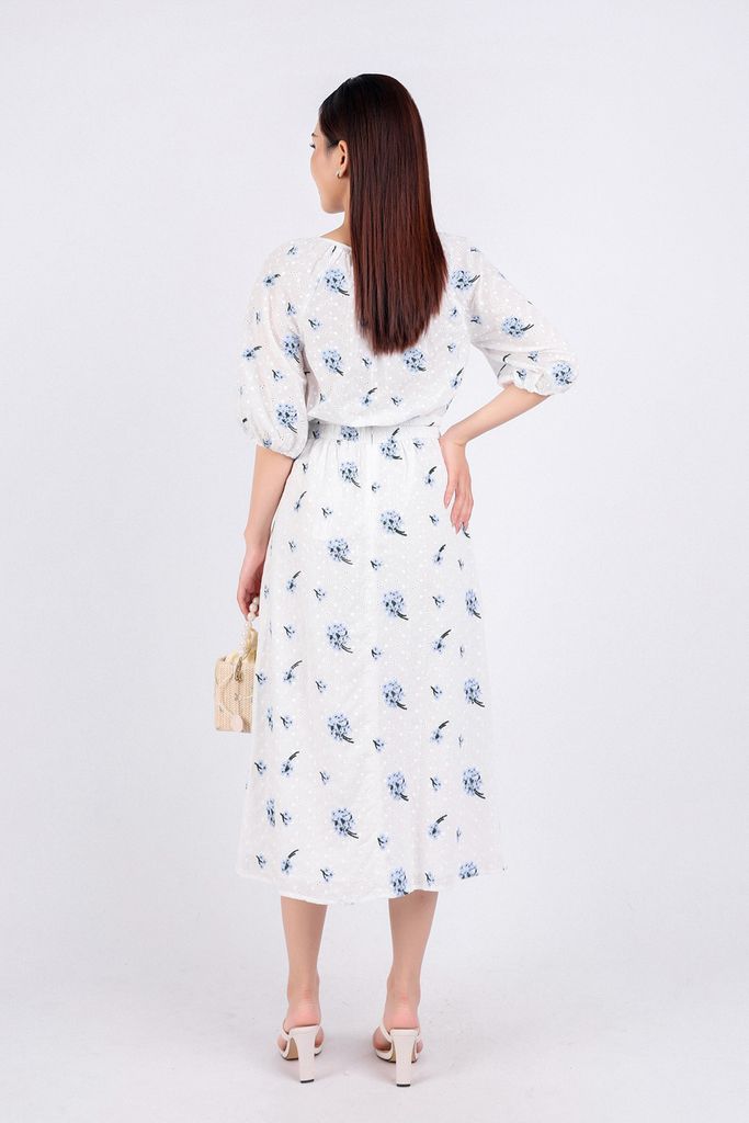 BAS53235 - Áo sơ mi dạo phố vải thô dáng suông cổ tròn phối dây thắt nơ tạo kiểu tay áo lửng gấu áo bo chun - PANTIO