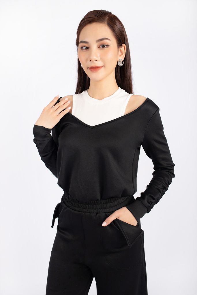 BQD92750 - Quần thể thao vải cotton dáng suông ống rộng cạp chun túi kiểu ống xẻ - PANTIO