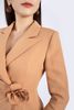 BAV72692 - Áo vest nữ công sở vải thô dáng ôm cổ hai ve vạt xếp nếp kèm hoa cài áo trang trí - PANTIO